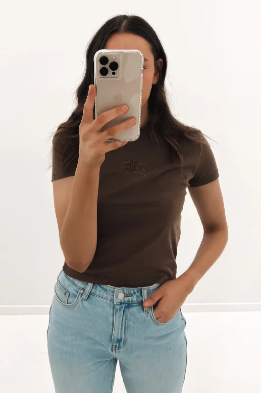 Unique Fashion Graffiti Slim Tee Brown