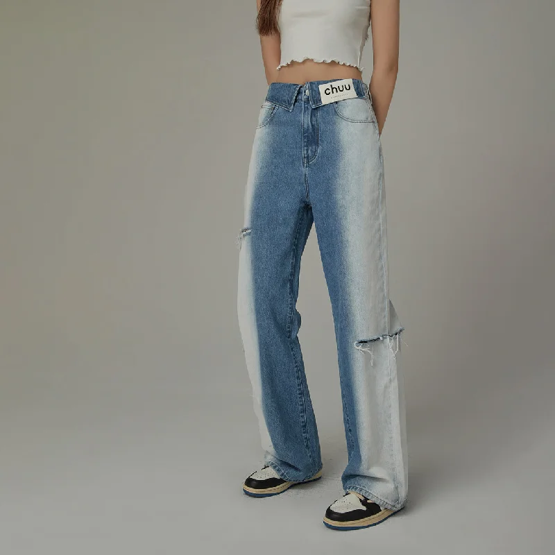 Personalized Series Faded Washed Distressed Denim Jeans