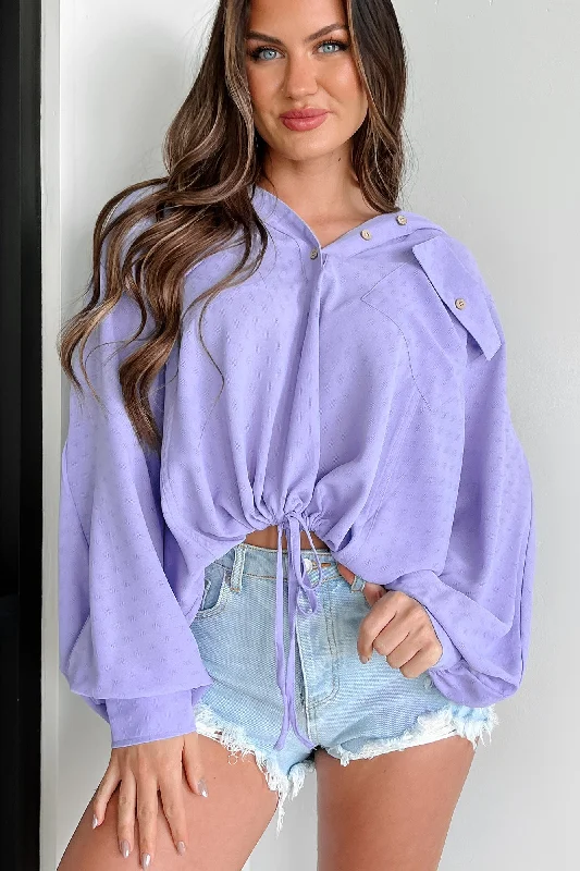 Casual Choice Judia Hooded Drawstring Top (Periwinkle)