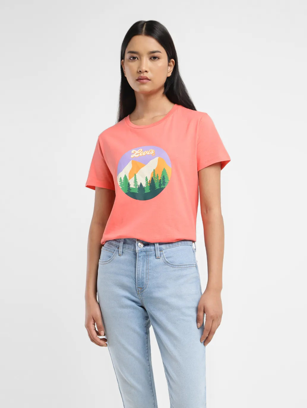 American Style Women's Graphic Print Crew Neck T shirt
