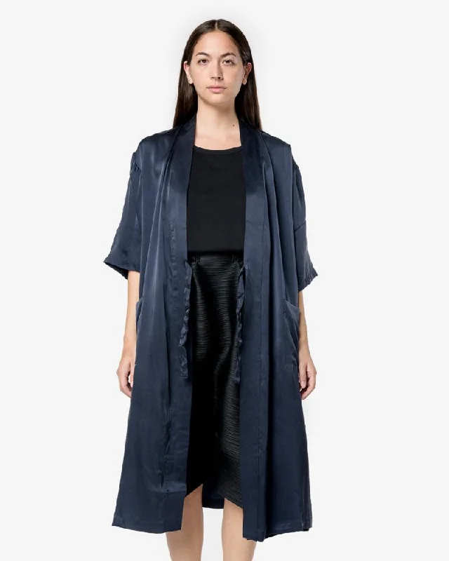 New Products Silk Robe in Navy