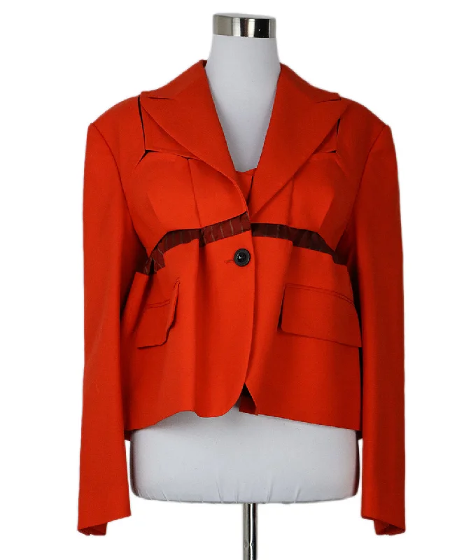 Refreshing Design Sacai Red Pinstriped Wool Blazer sz 2