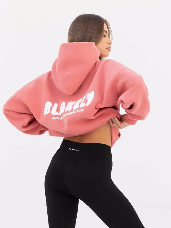 Design Trend Cloud Print Oversized Hoodie - Sunrise Coral