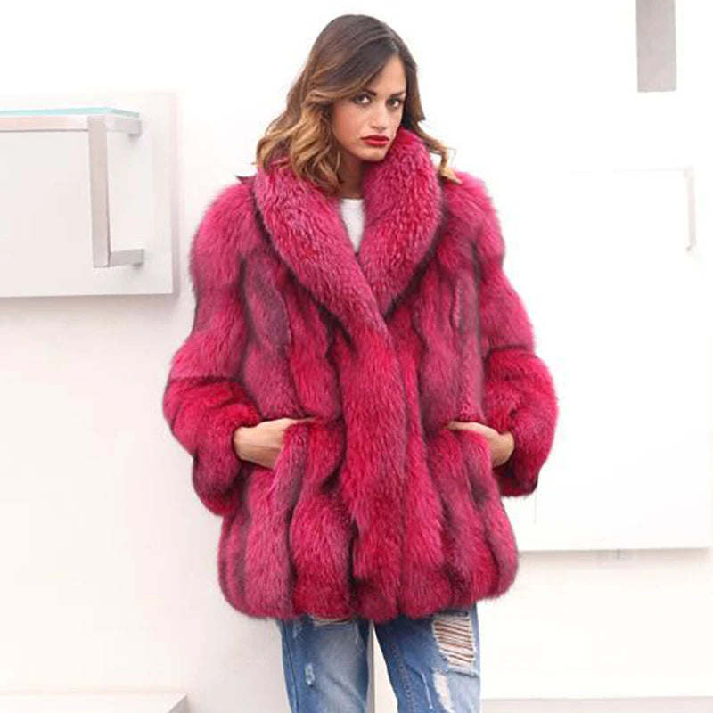 Personal Design Real Fox Fur Long Coats