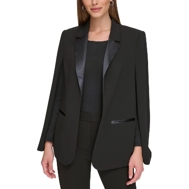 Integrated Design DKNY Womens Petites Solid Collared Open-Front Blazer