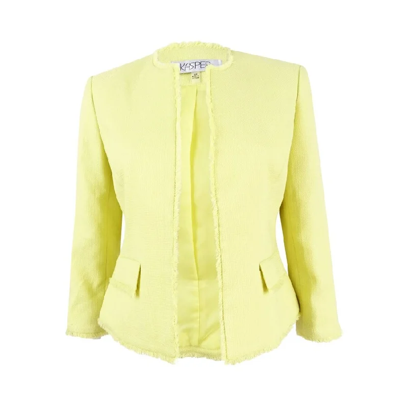 Must-have For Fashion Kasper Women's Textured Fringe-Trim Blazer