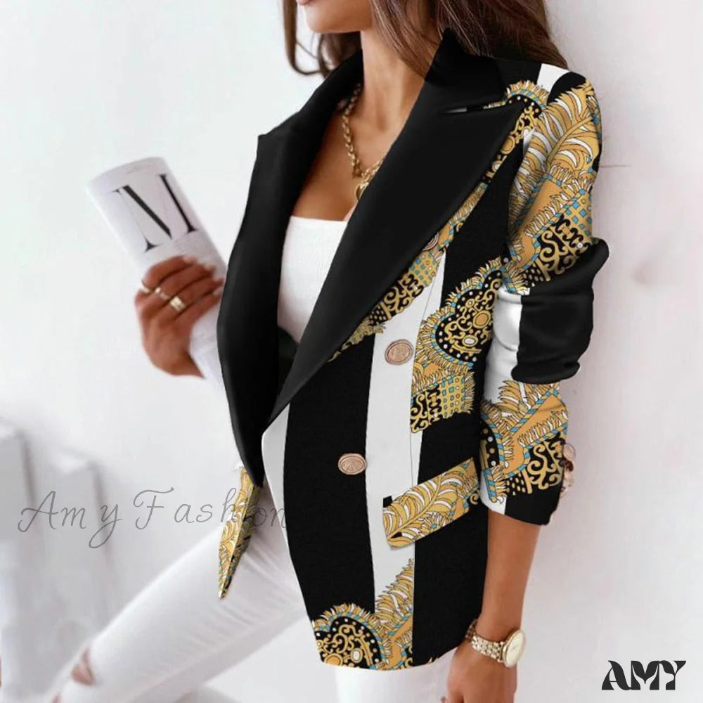 Personalized Outfit Amy Fashion - Turn-Down Collar Casual Simple Long Sleeve Blazer