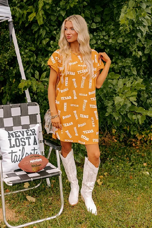 Comfortable Fashion School Spirit Sequin Embroidered Mini Dress in Texas Rust