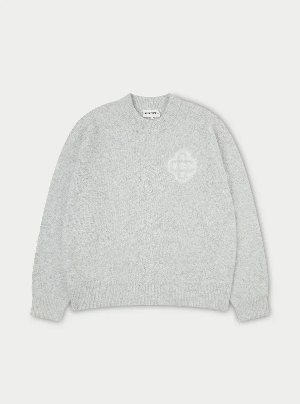 High Street Fashion FLUFFY EMBLEM KNITTED CREW - GREY MARL