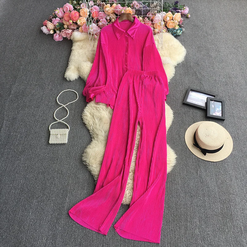 Sports Style Fashion Candy Colors Long Sleeves Shirts & Elastic Long Pants