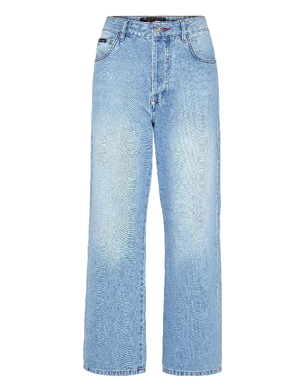 Fashion Pioneer Denim Trousers Loose Fit Iconic Plein