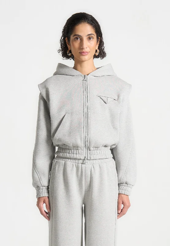 New Design Éternelle Wide Shoulder Zip Through Hoodie - Grey