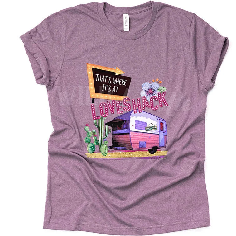 Free And Comfortable Love Shack Graphic Tee Shirt