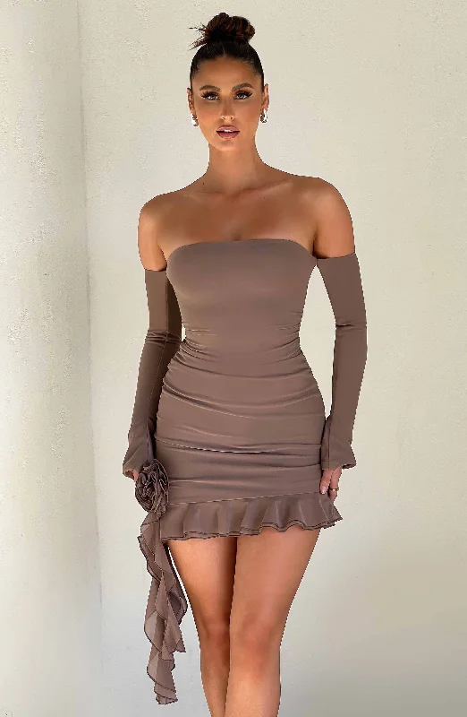 Noble And Elegant Alix Mini Dress - Chocolate