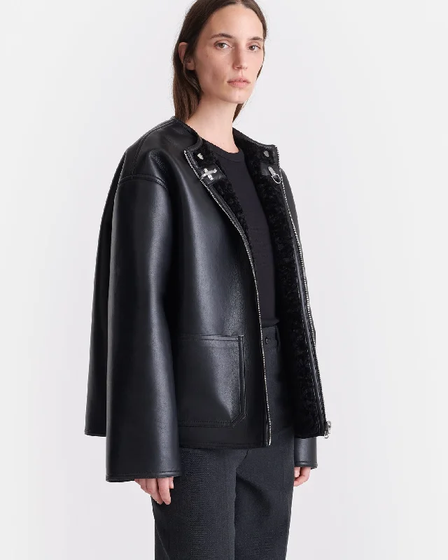 Bright Colors Panka - Reversible Bonded Shearling Jacket - Black/Black