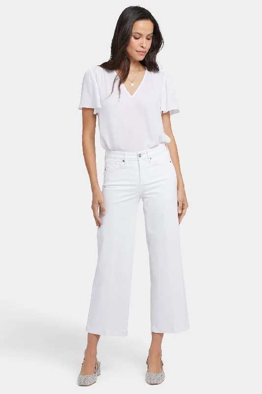 British Style Teresa Wide Leg Ankle Jeans - Optic White