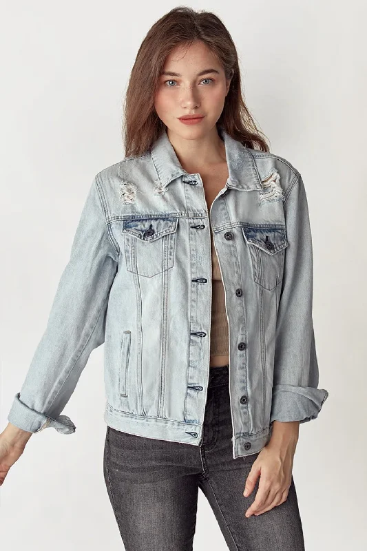 Classic Choice RISEN Distressed Button Up Jacket