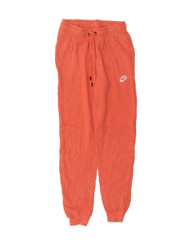 Summer Selection NIKE Womens Tracksuit Trousers Joggers UK 4 XS Orange Cotton