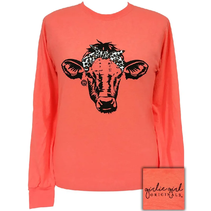 Lace Design Leopard Bandana Cow-Retro Heather Coral LS-1824