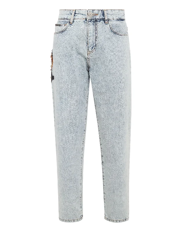 Sports Series Denim Trousers Mom Fit Paisley