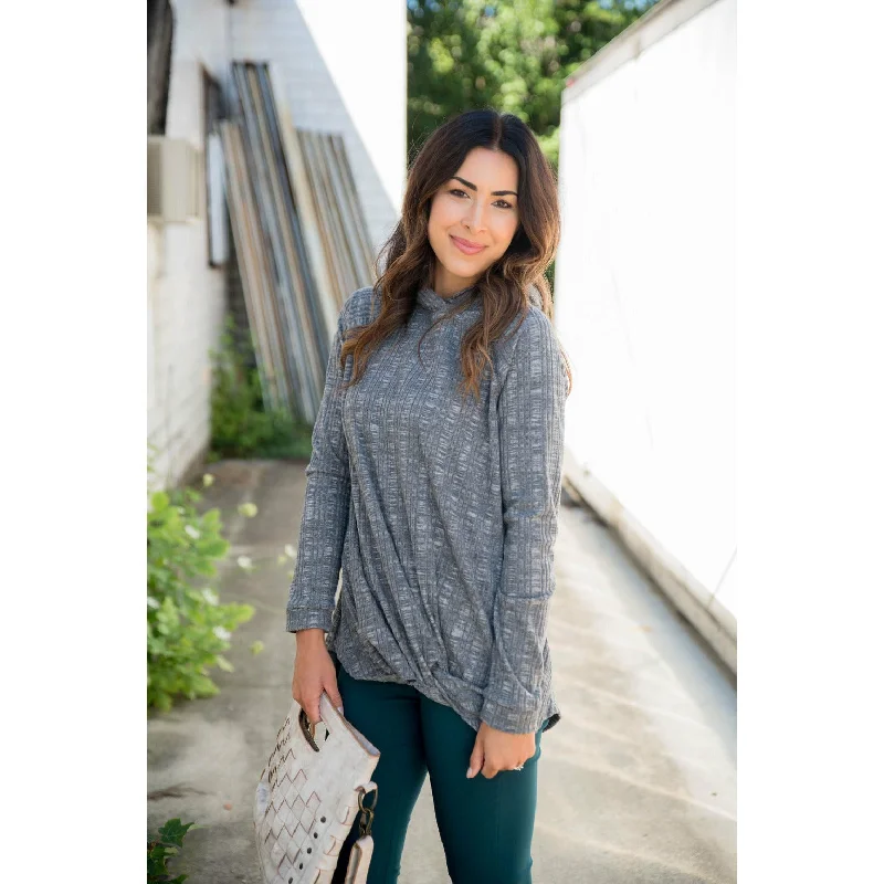 High-end Customization Charcoal Knotted Sweatshirt
