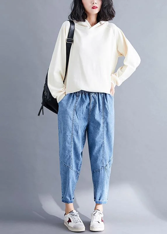 Refreshing Design Classy Spring Women Pants Fashion Denim Blue Photography Elastic Waist Patchwork Pant Refreshing Design Classy Spring Women Pants Fashion Denim Blue Photography Elastic Waist Patchwork Pant