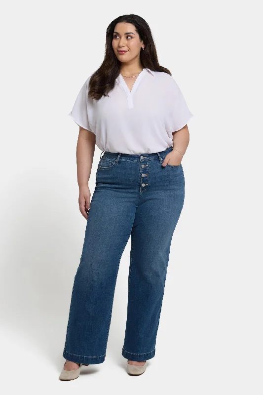 Sports Trend Teresa Wide Leg Jeans In Plus Size - Costa Brava