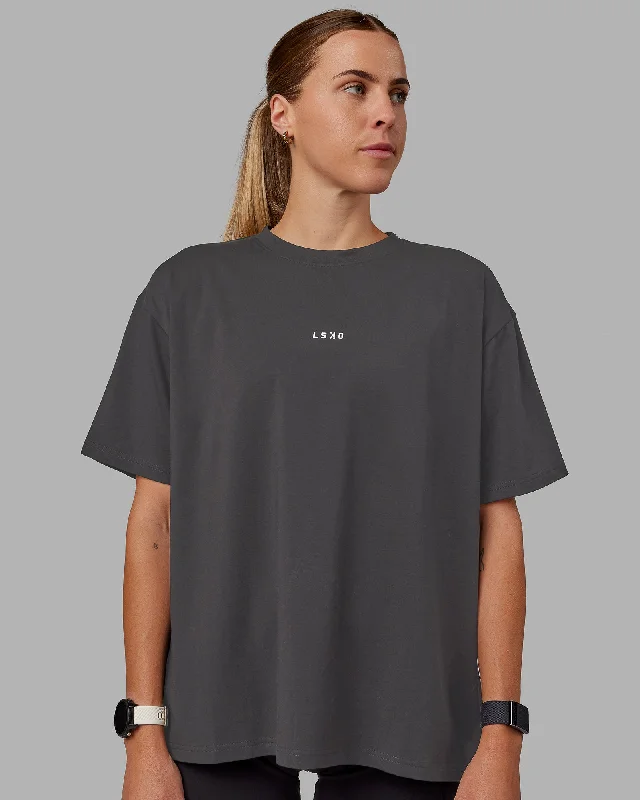 Fresh And Fashionable Go-To FLXCotton Oversized Tee - Dark Storm-White