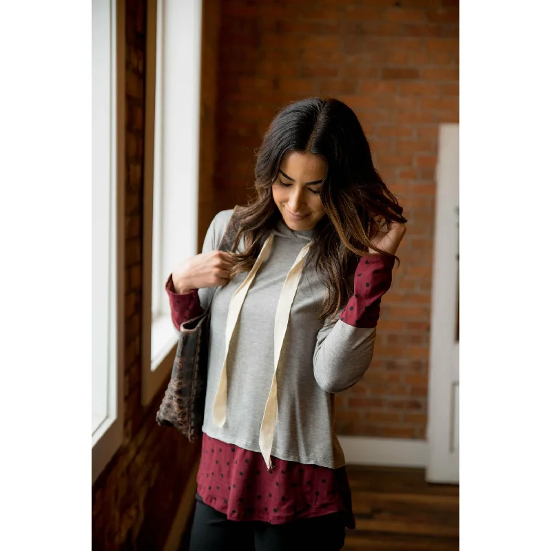 Classic Items Polka Dot Tipped Hoodie
