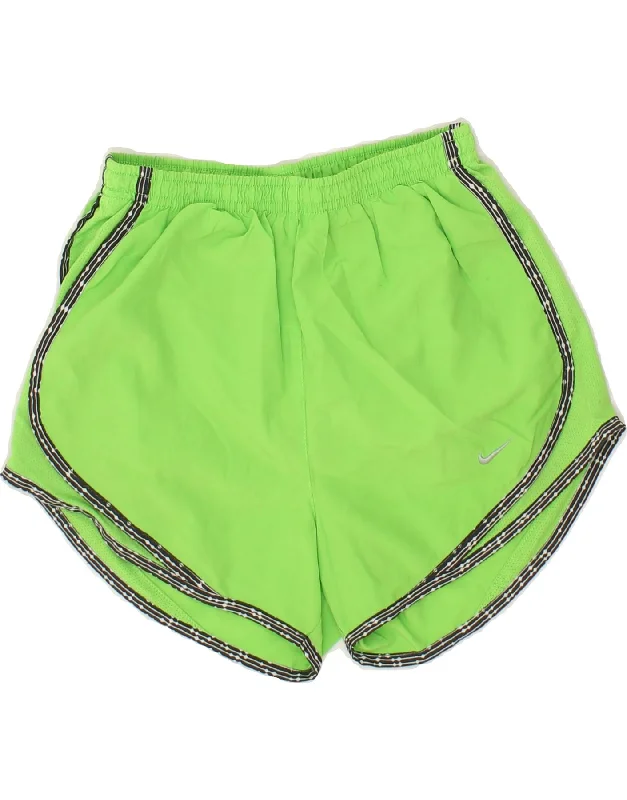 Comfortable Mind NIKE Womens Dri Fit Sport Shorts UK 4 XS Green Polyester