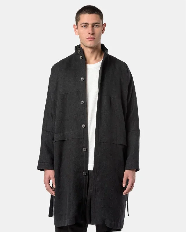 Sweet Breath Long Coat with Backside Gathering #16 in Black