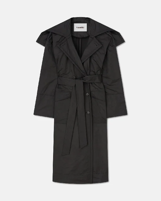 Printed Patterns Ruta - Tech Parachute Coat - Off Black
