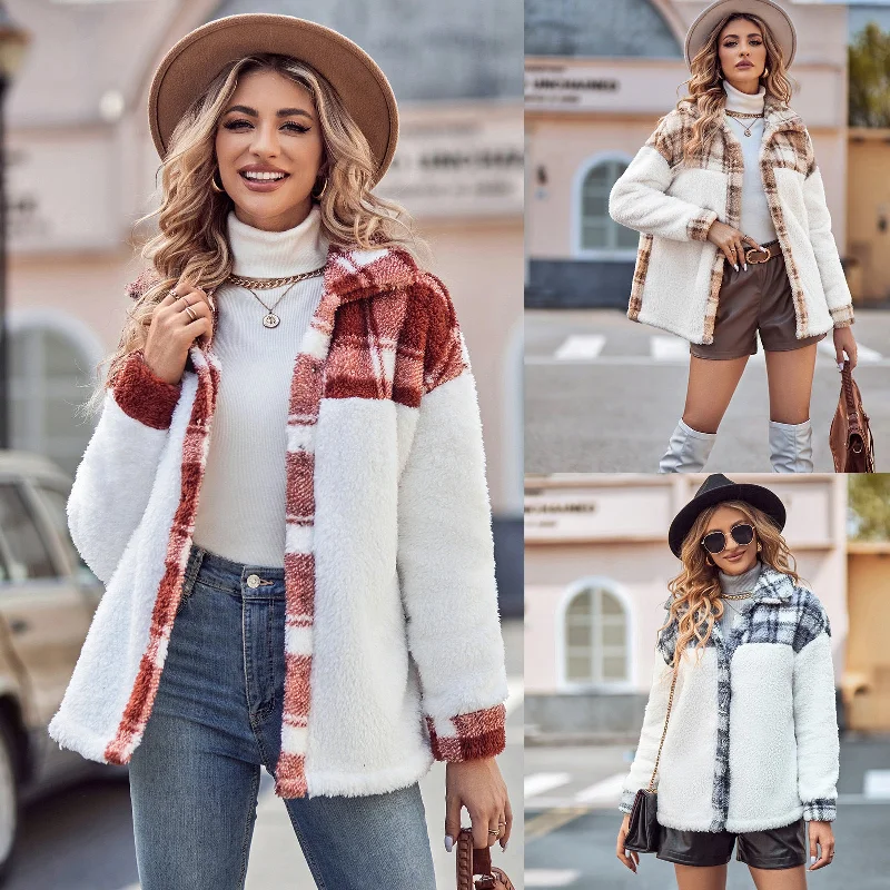 Retro Prints Fashion Turnover Loose Long Sleeves Overcoat