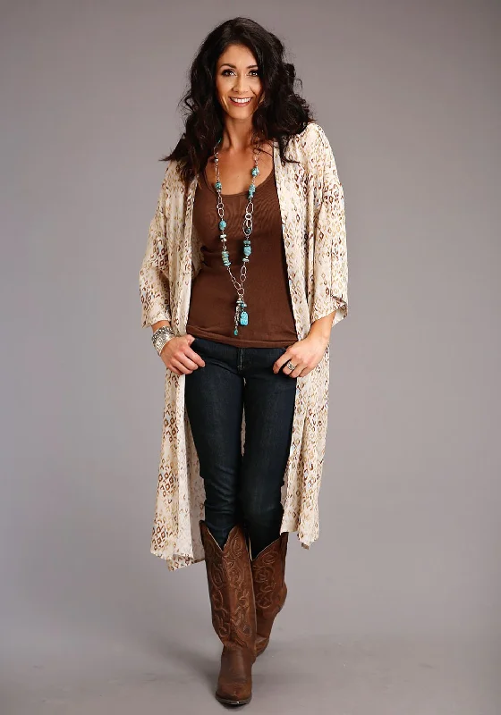 Romantic Temperament Stetson Womens Gold Rayon/Nylon Herringbone Kimono Aztec Cardigan