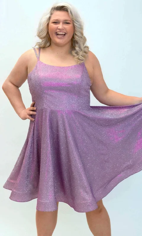 Fashionable Inner Wear Sydney's Closet SC8130 - Dual Strap Glittered Cocktail Dress