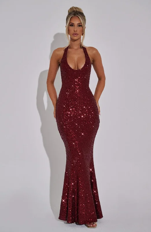 Fashion Concept Odette Maxi Dress - Wine