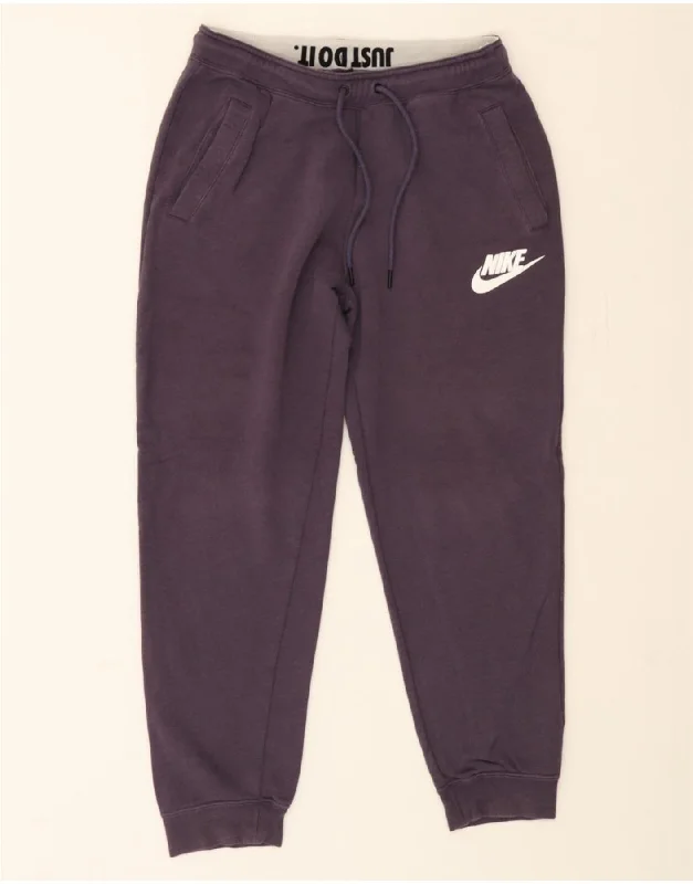 Youthful Style NIKE Womens Tracksuit Trousers Joggers UK 14 Medium Navy Blue Cotton