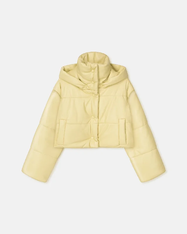 Tropical Style Aveline - Cropped Okobor™ Alt-Leather Puffer Jacket - Lemongrass