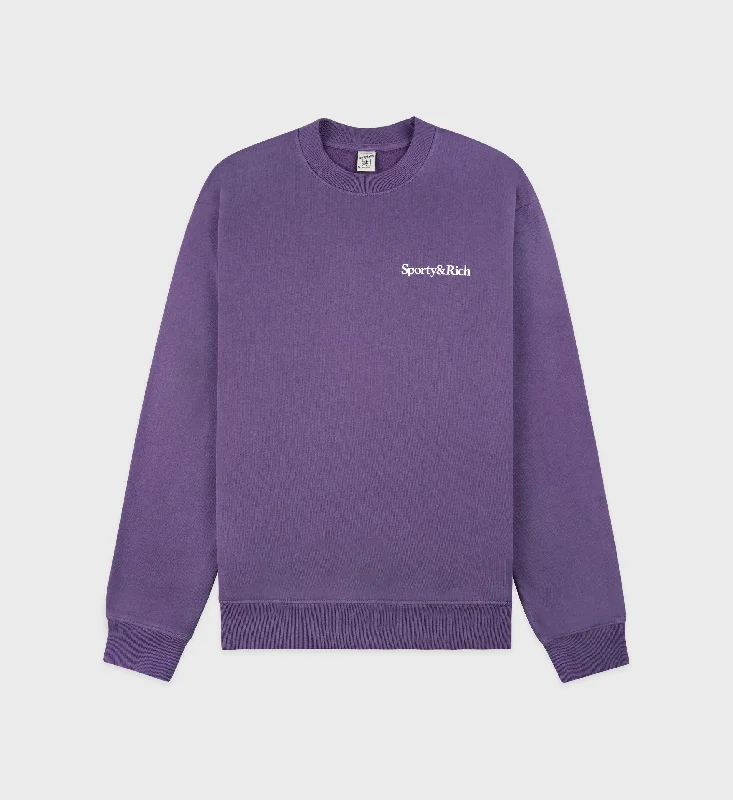 Celebrity Picks Health Is Wealth Crewneck - Dusty Grape/White