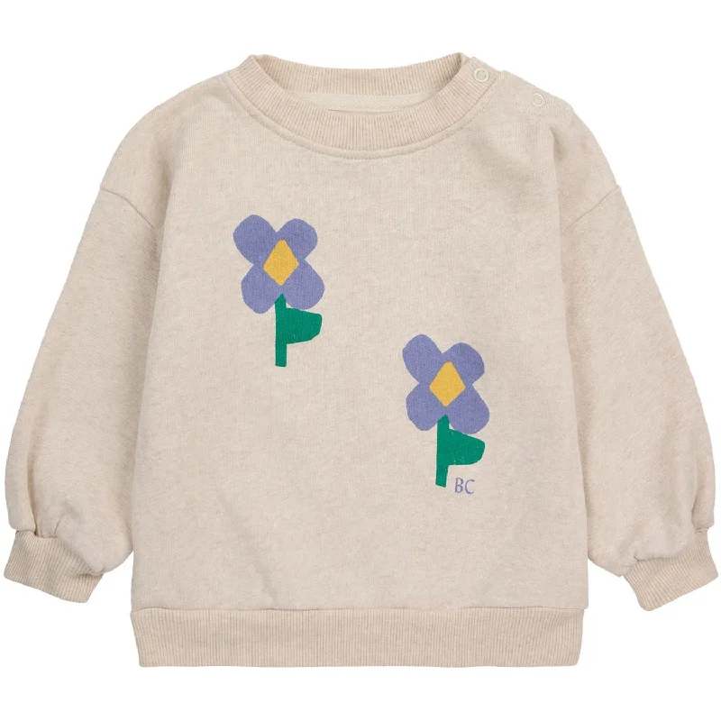 Printed Patterns Bobo Choses Beige Pansy Flower Crewneck
