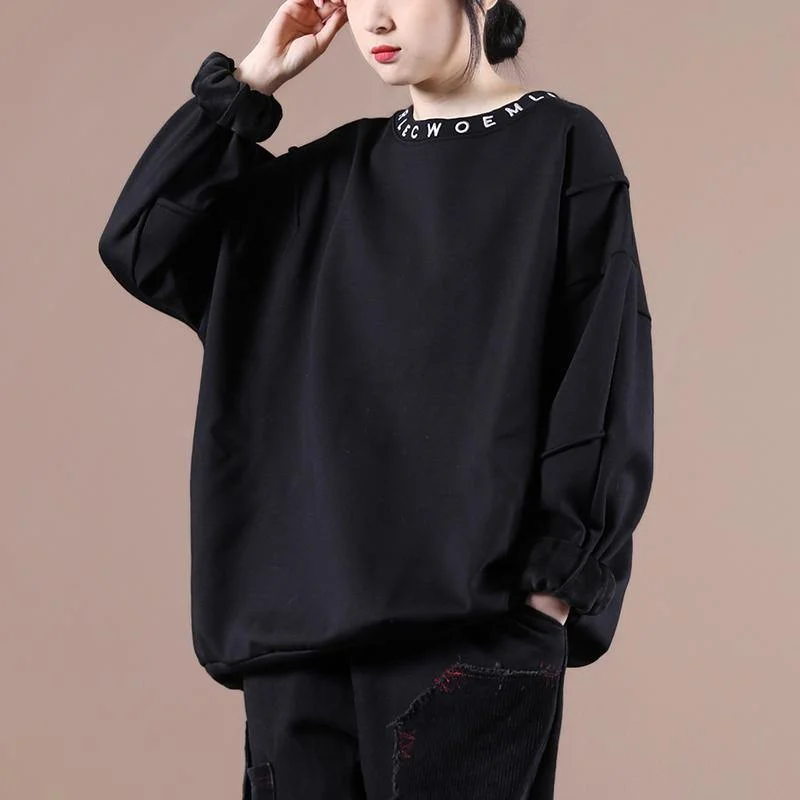 Comfortable Mind DIY o neck Letter clothes For Women Fabrics black embroidery blouses
