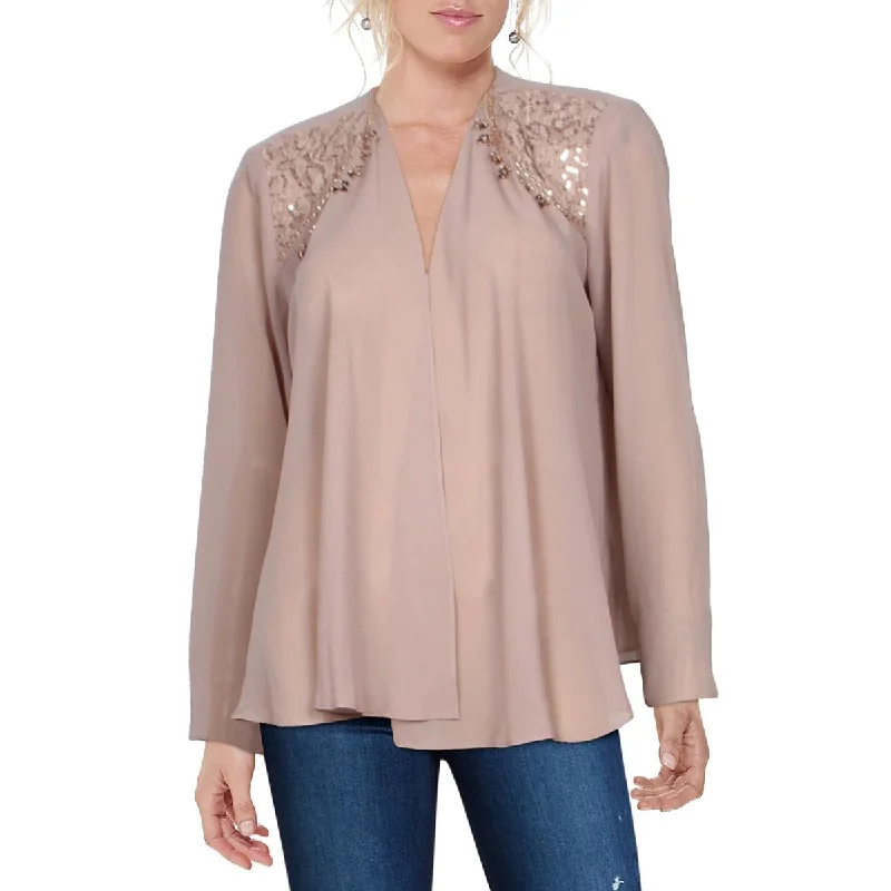 Perfect Tailoring SLNY Womens Lace Trim Embellished Jacket