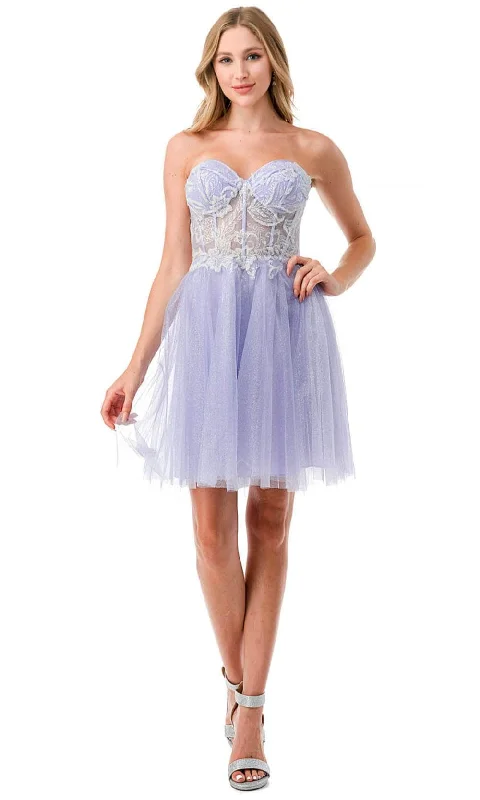 Bright Colors Aspeed Design S2745B - Embroidered Strapless Cocktail Dress