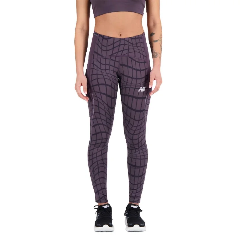 Leisure Sports Women's Printed Mid Rise Impact Run Tight In Black/grey