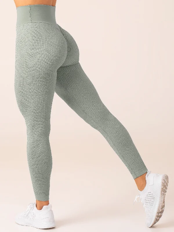 Summer Selection Honeycomb Scrunch Seamless Leggings - Sage
