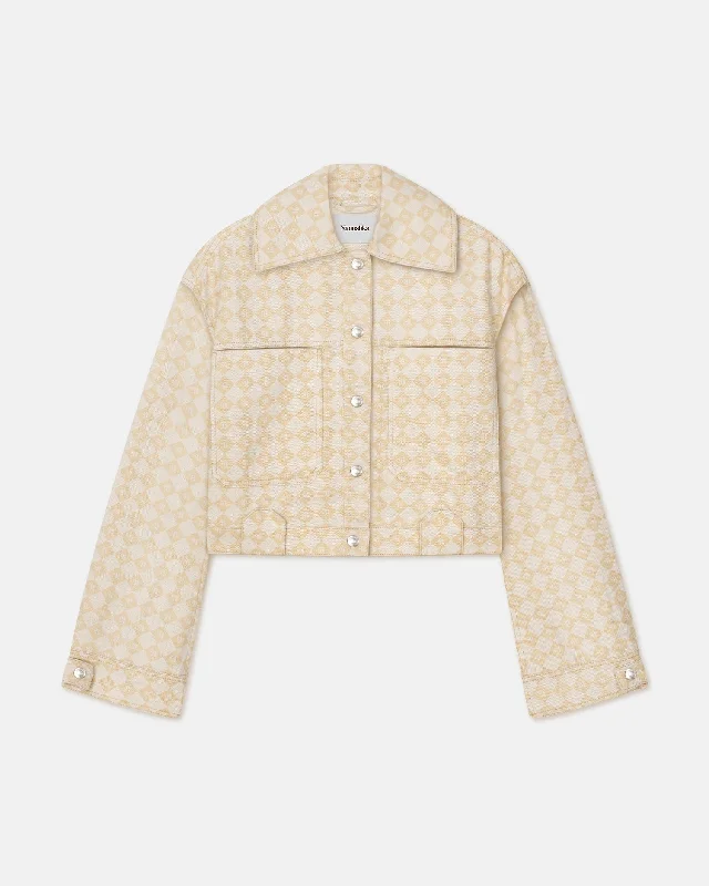 Classic Choice Bambari - Sale Cropped Denim Monogram Jacket - Natural Monogram