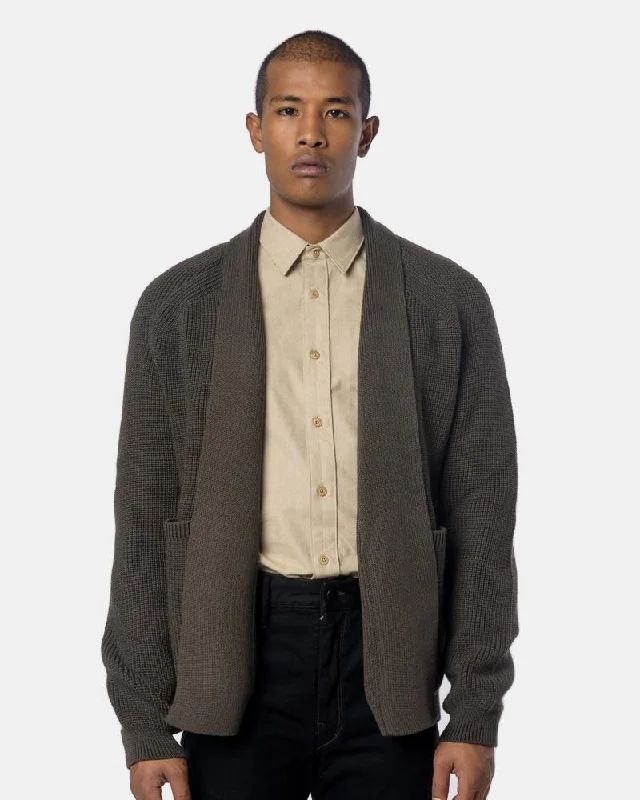 High-end Customization Open Cardigan in Olive Grey