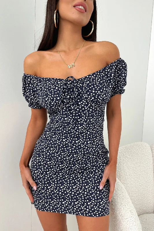 Elegant Series Alma Dress - Navy Floral
