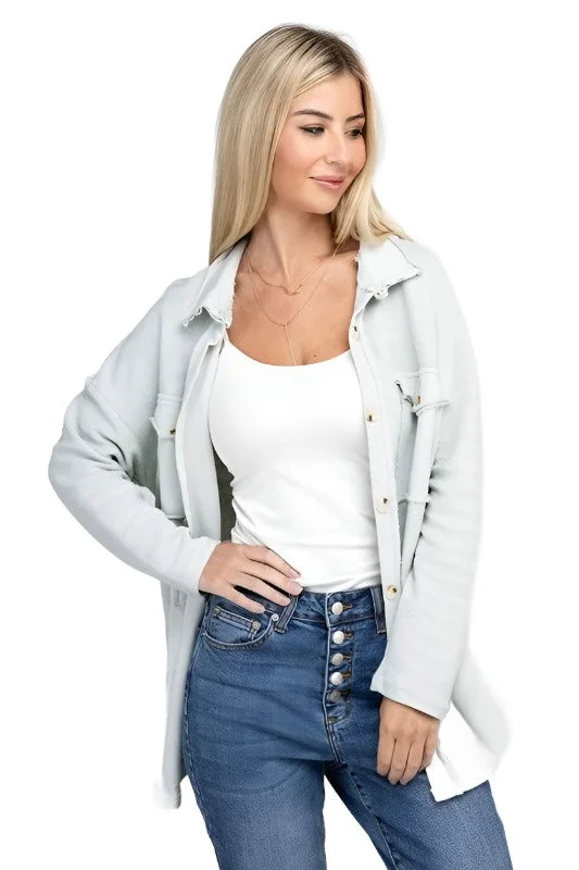Goddess Outfit Knit Shacket With Flap Pocket