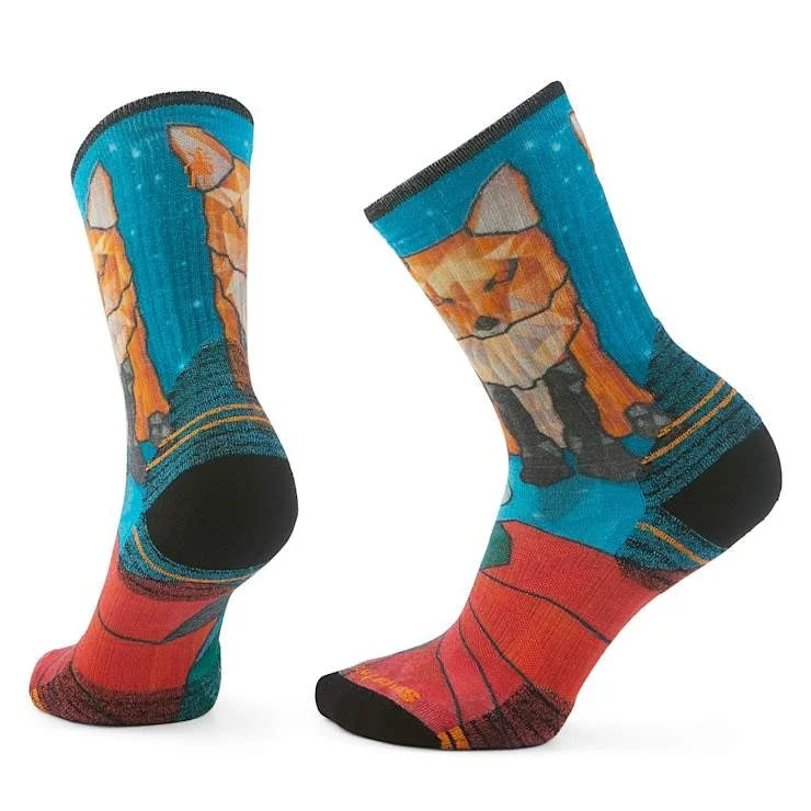 Refreshing Design Women's Hike Targeted Cushion Geo Fox Print Crew Socks